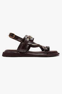Forever & Always Womens Fabiana Leather Thong Sandals