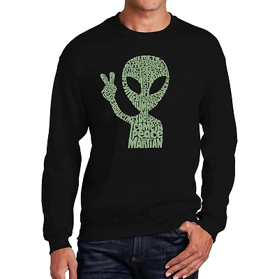 LA Pop Art Peace Alien - Men's Word Crew Sweatshirt