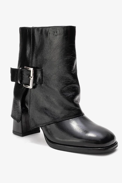 Forever & Always Womens Lore Leather Block Heel Boots