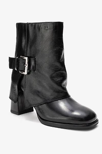 Forever & Always Womens Lore Leather Block Heel Boots