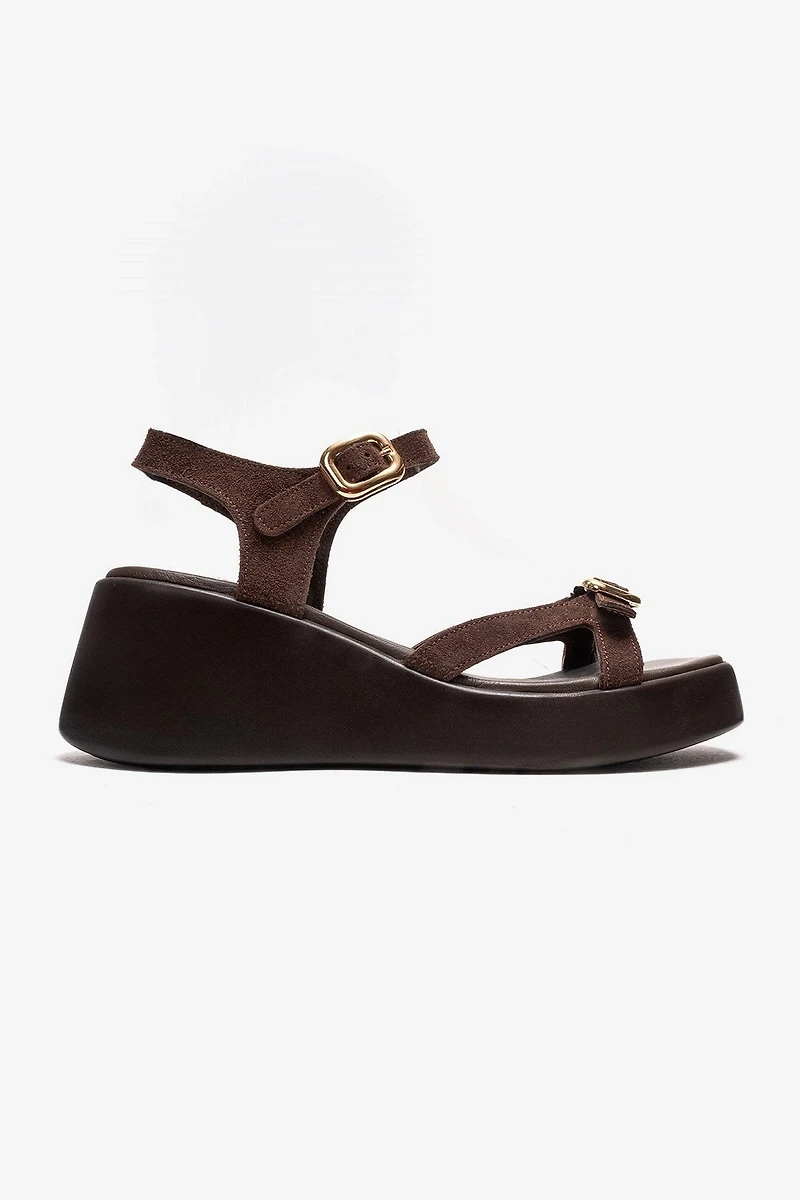 Forever & Always Womens Kalia Leather Wedge Sandals