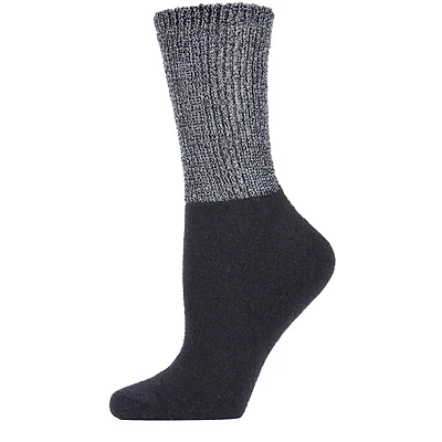MeMoi Women's Mod Net Lamb Two-Tone Crew Socks