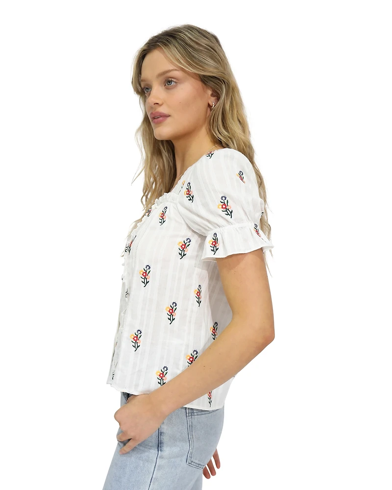 Belle & Bloom Womens Wild Garden Floral Blouse