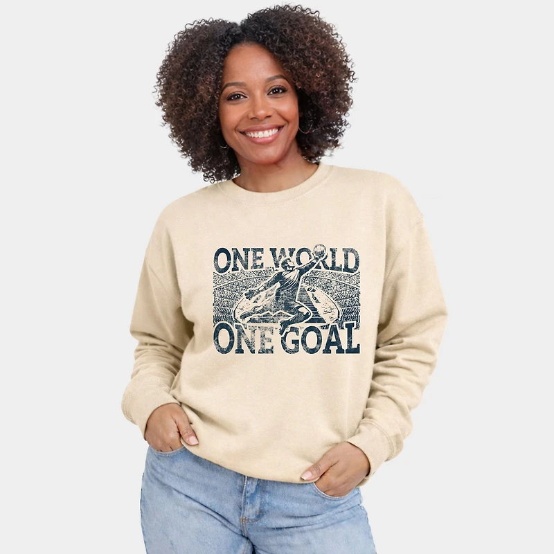 Simply Sage Market - One World, Goal Soccer Women's Graphic Sweatshirt