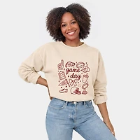 Simply Sage Market - Game Day Football Sketched Collage  Women's Graphic Sweatshirt