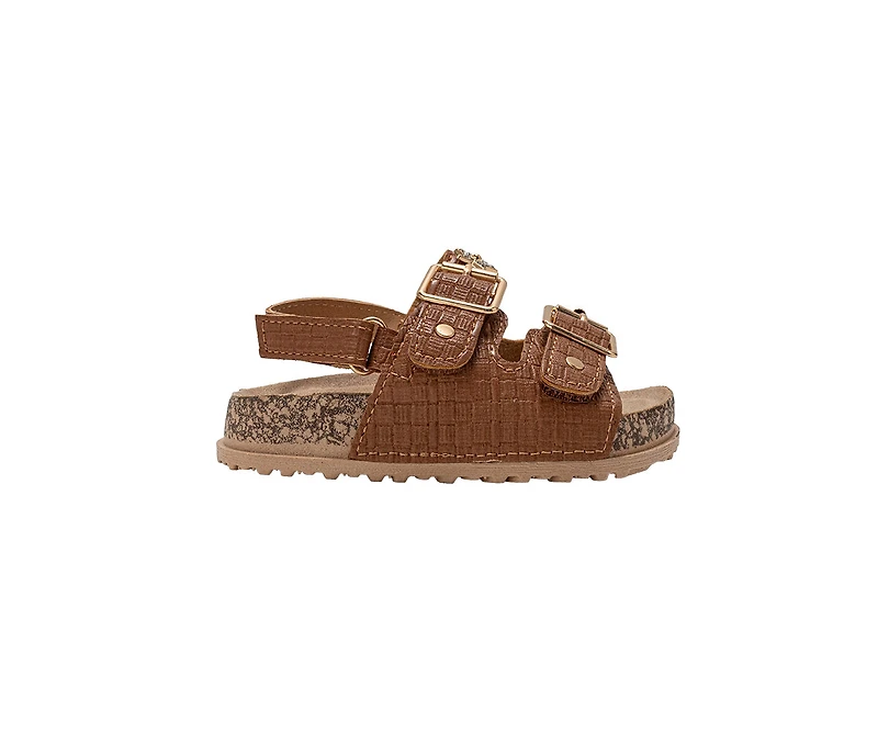 bebe Toddler Girl's Buckle Strap Sandals with Back and Charm Detail