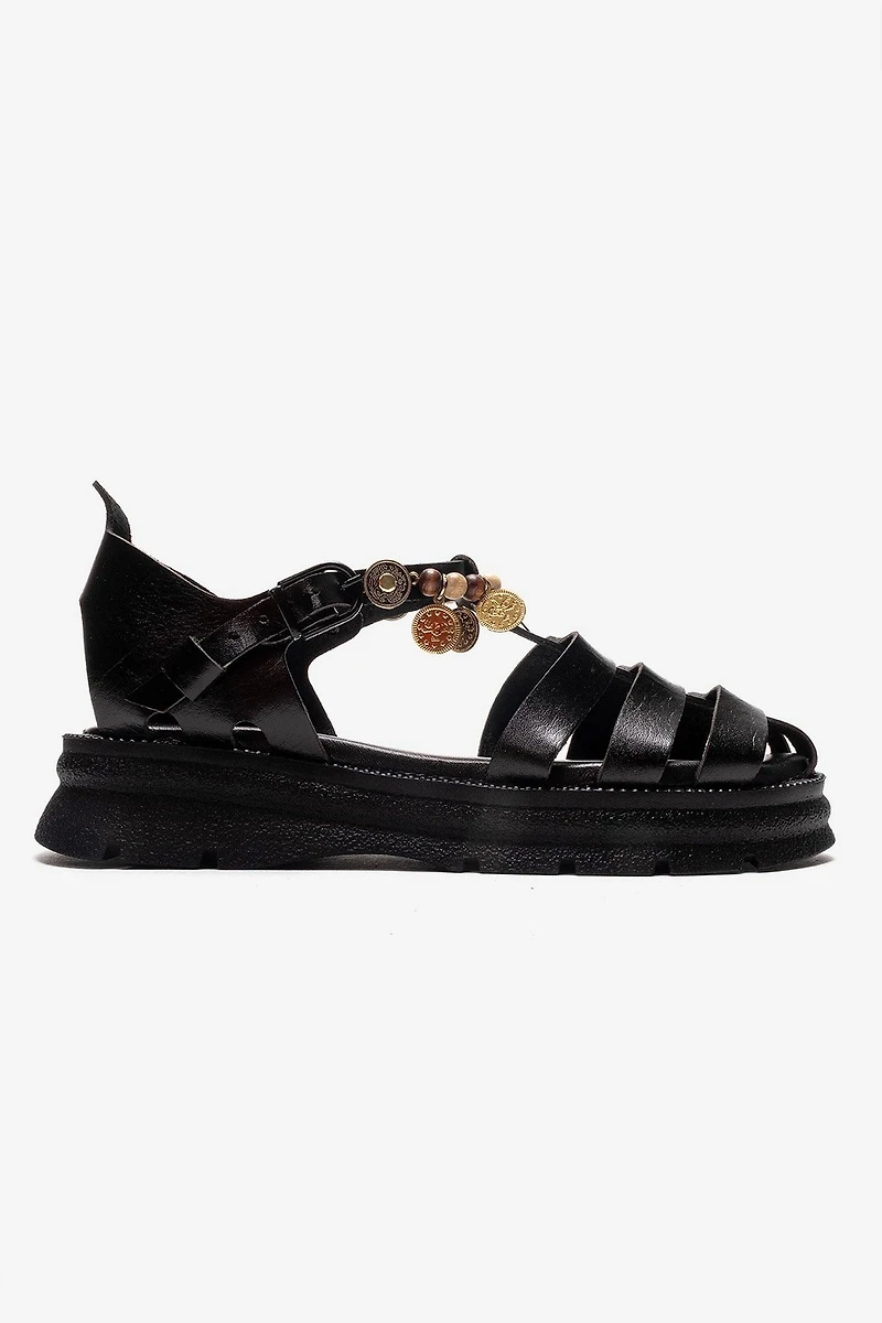 Forever & Always Womens Solis Leather Beaded Sandals