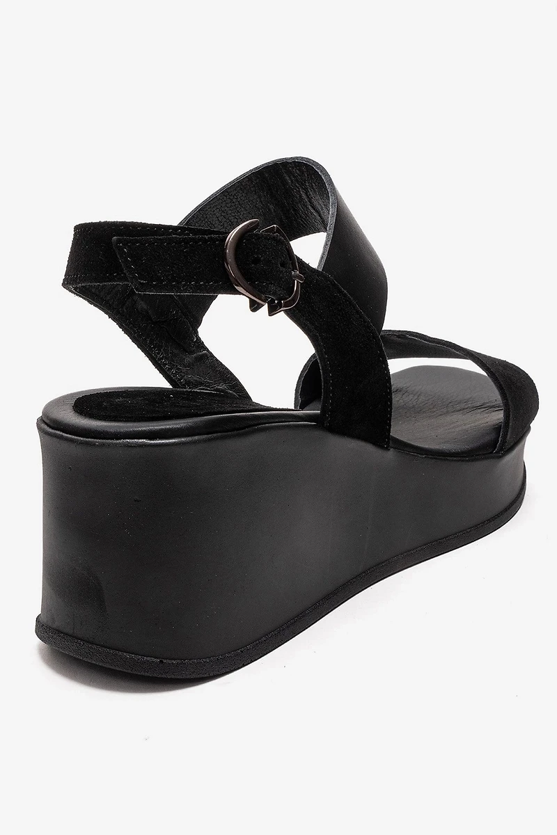 Forever & Always Womens Lolanthe Leather Wedge Sandals