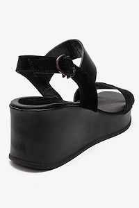 Forever & Always Womens Lolanthe Leather Wedge Sandals