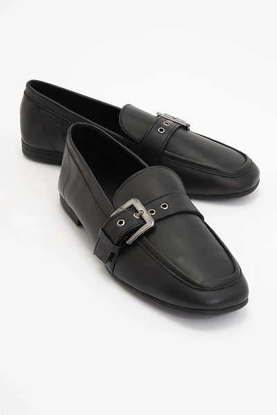 Forever & Always Womens Jade Leather Flat Loafers