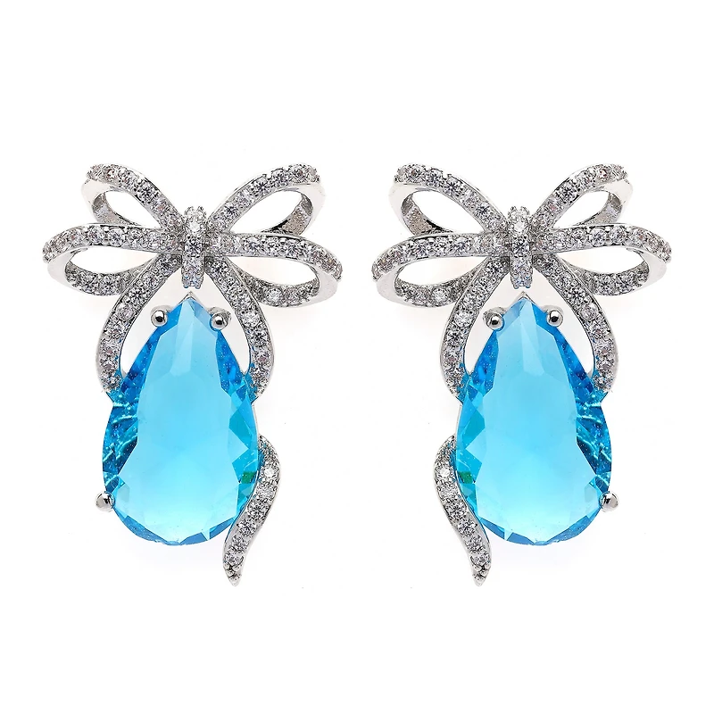 AGP PARIS Womens Charming Light Blue Drop Earrings