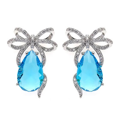 AGP PARIS Womens Charming Light Blue Drop Earrings