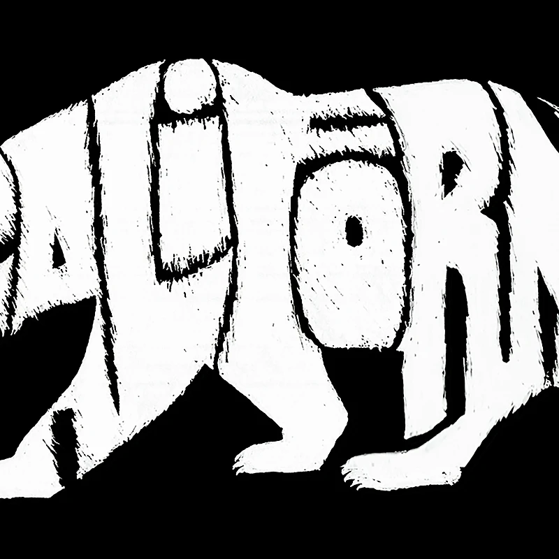 LA Pop Art Men's Cotton-Poly Word T-Shirt - California Bear
