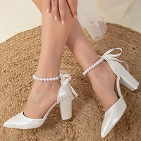 Forever & Always Womens Agnes Pearl Wedding Heels