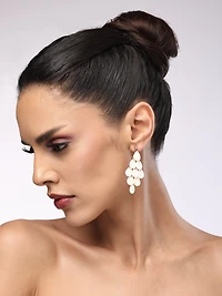 AGP PARIS Womens Mother-of-Pearl Cascade Chandelier Earrings