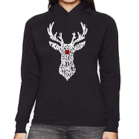 LA Pop Art Women's Word Hooded Sweatshirt - Santa's Reindeer