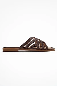 Forever & Always Womens Alisha Leather Slide Sandal