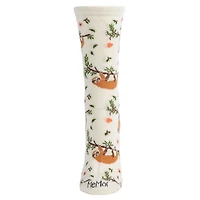 MeMoi Women's Sloth Bamboo Blend Crew Socks