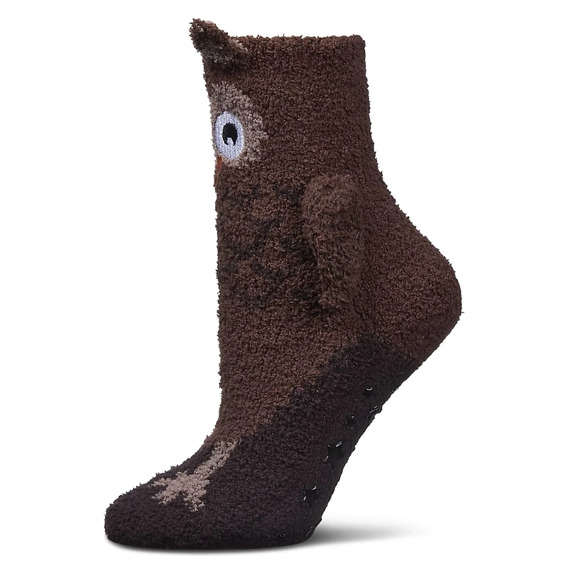 MeMoi Women's Owl Embellished Plush Crew Socks