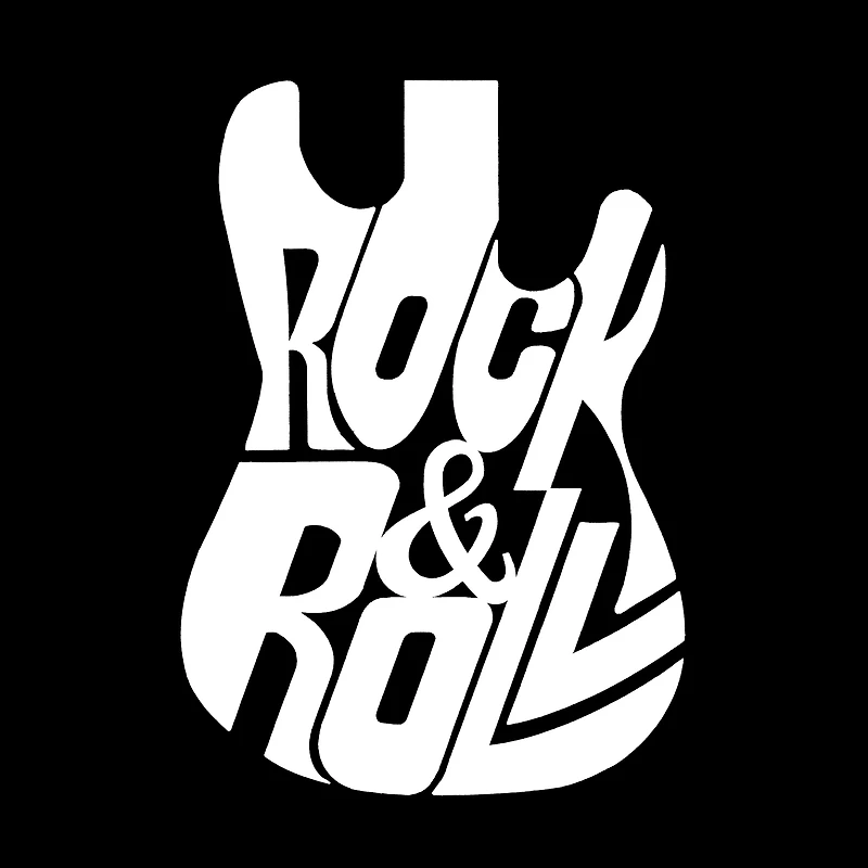 LA Pop Art Men's Cotton-Poly Word T-Shirt - Rock and Roll Guitar