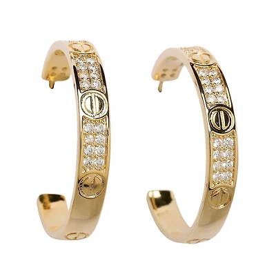AGP PARIS Womens Timeless Sparkling Hoop Earrings
