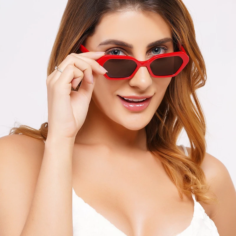 AGP PARIS Women's Futuristic Angular Micro Acetate Polarized Lens UV400 Sunglasses