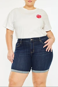 KanCan Women's Plus Mid Rise Shorts Chance