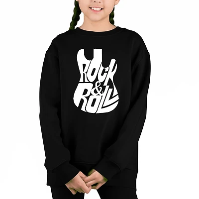 LA Pop Art Girl's Word Sweatshirt - Rock And Roll Guitar