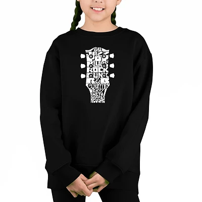 LA Pop Art Girl's Word Sweatshirt - Guitar Head Music Genres