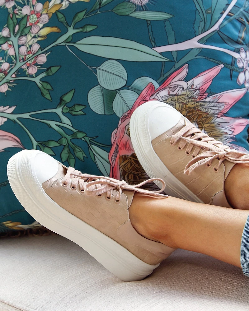 Belle & Bloom Womens Just A Dream Croc Leather Sneaker
