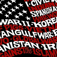 LA Pop Art Men's Word T-Shirt - American Wars Tribute Flag, 100% Cotton, Crew Neck, Short Sleeve