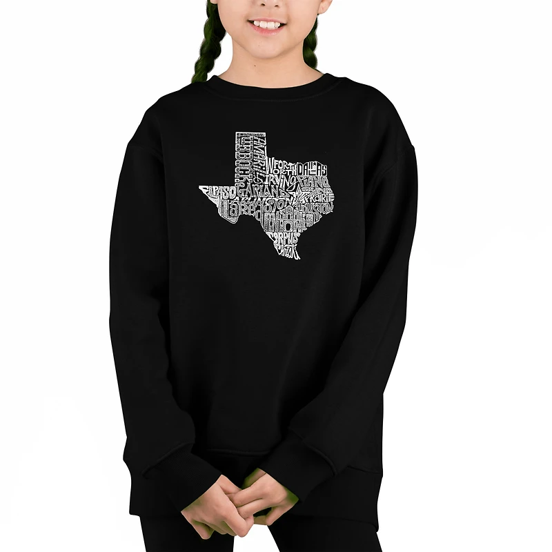 LA Pop Art Girl's Word Sweatshirt - The Great State Of Texas