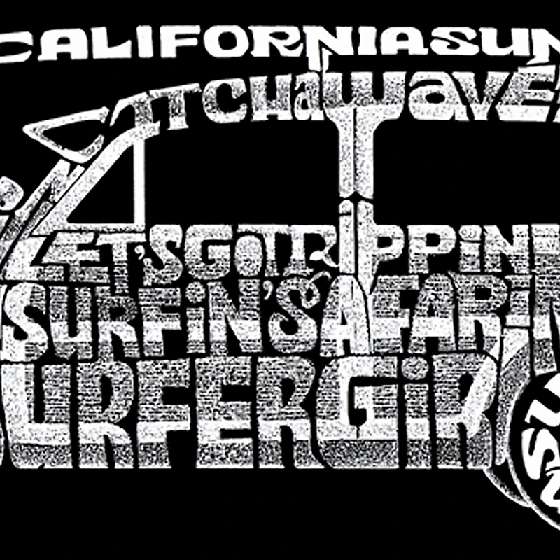 LA Pop Art Men's Woody Word T-Shirt - Classic Surf Songs