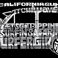 LA Pop Art Men's Woody Word T-Shirt - Classic Surf Songs