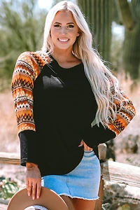 Threaded Pear Women's Aurora Raglan Patchwork Long Sleeve Top