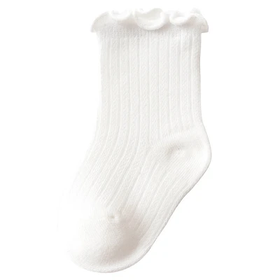 MyKids-USA Baby Solid Color Mesh Breathable Ruffle Design Socks