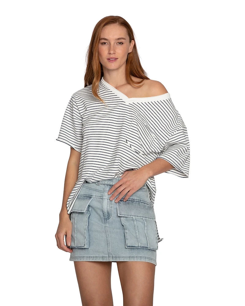 Belle & Bloom Womens Brave Soul Oversized Striped T-Shirt