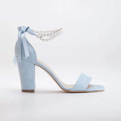 Forever & Always Womens Melissa Block Heels Sandals with Pearls