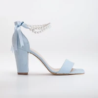 Forever & Always Womens Melissa Block Heels Sandals with Pearls
