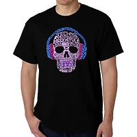 LA Pop Art Men's EDM Word T-Shirt - Skull with Headphones