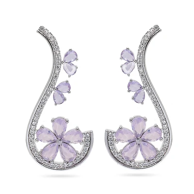 AGP PARIS Womens Blooming Purple Drop Earrings