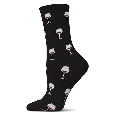 MeMoi Women's Wine-Themed Cashmere Blend Novelty Crew Socks