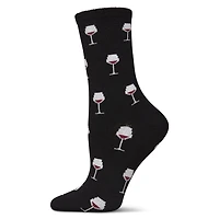 MeMoi Women's Wine-Themed Cashmere Blend Novelty Crew Socks