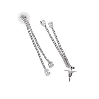 AGP PARIS Womens Silver Double Long Drop Earrings