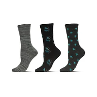 MeMoi Women's 3 Pair Pack Birds Rayon From Bamboo Crew Socks