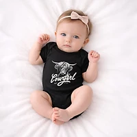 The Juniper Shop - Cowgirl Highland Cow Baby Short Sleeve Graphic Bodysuit