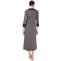 MeMoi Women's Three Quarter Sleeve Nightgown with Lace Trim