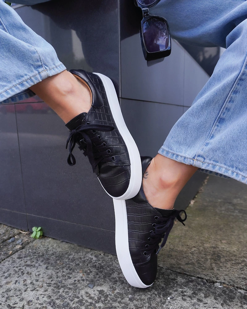 Belle & Bloom Womens Just A Dream Croc Leather Sneaker