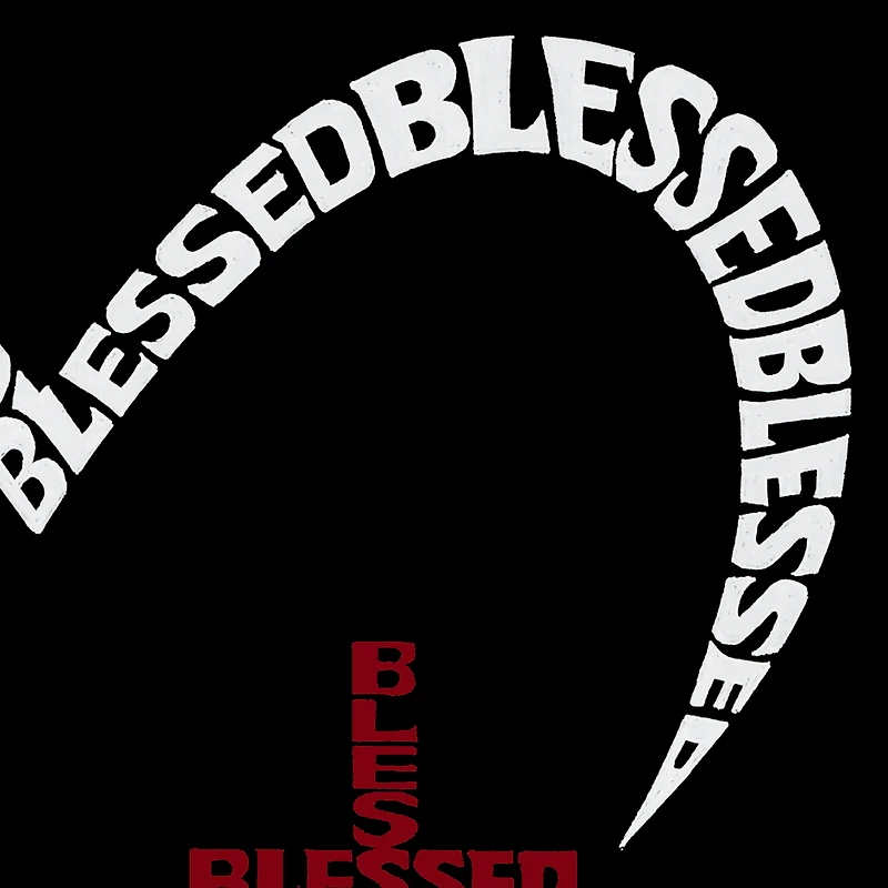 LA Pop Art Men's Blessed Heart Word T-Shirt - Crew Neck, Short Sleeve