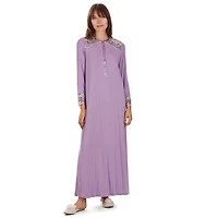 MeMoi Women's Modest Lace Cuff and Shoulder Accent Ankle Length Nightgown